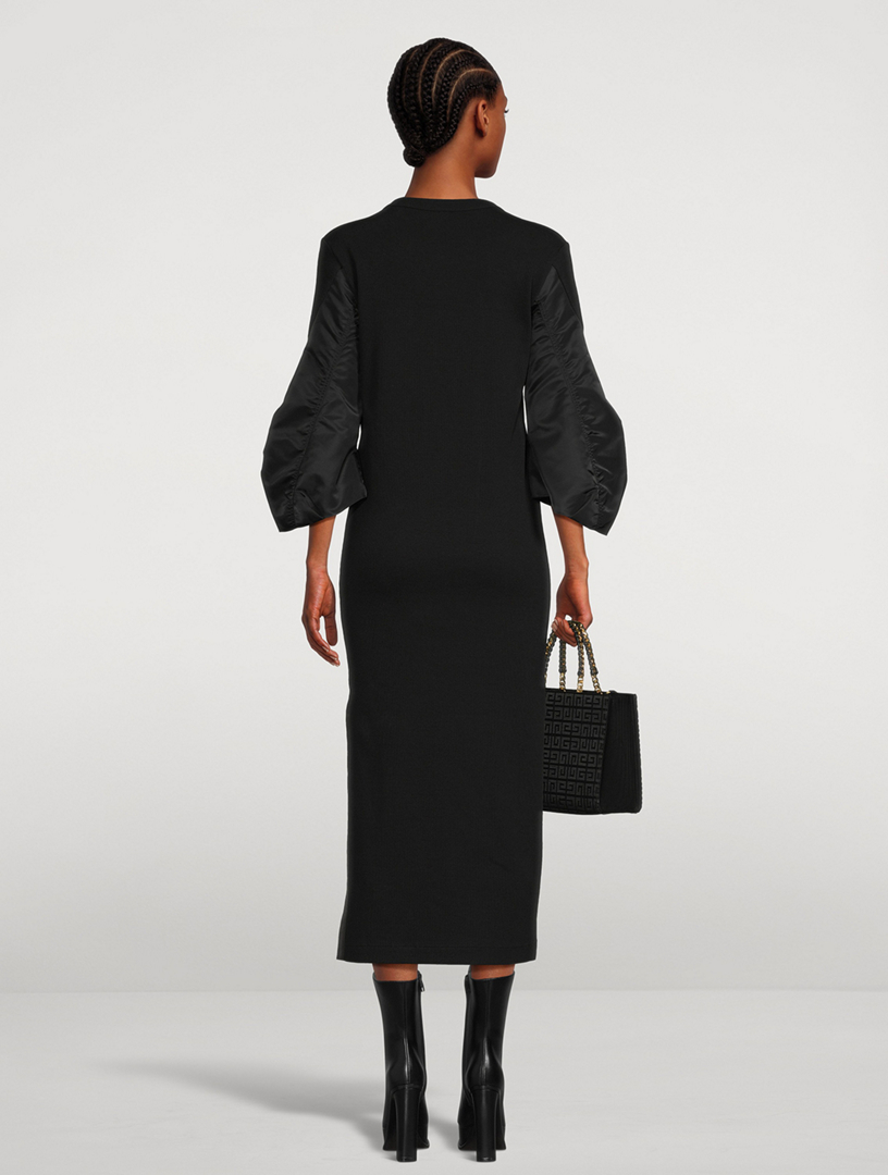 SACAI Bell-Sleeve Nylon Twill Mix Dress | Holt Renfrew Canada