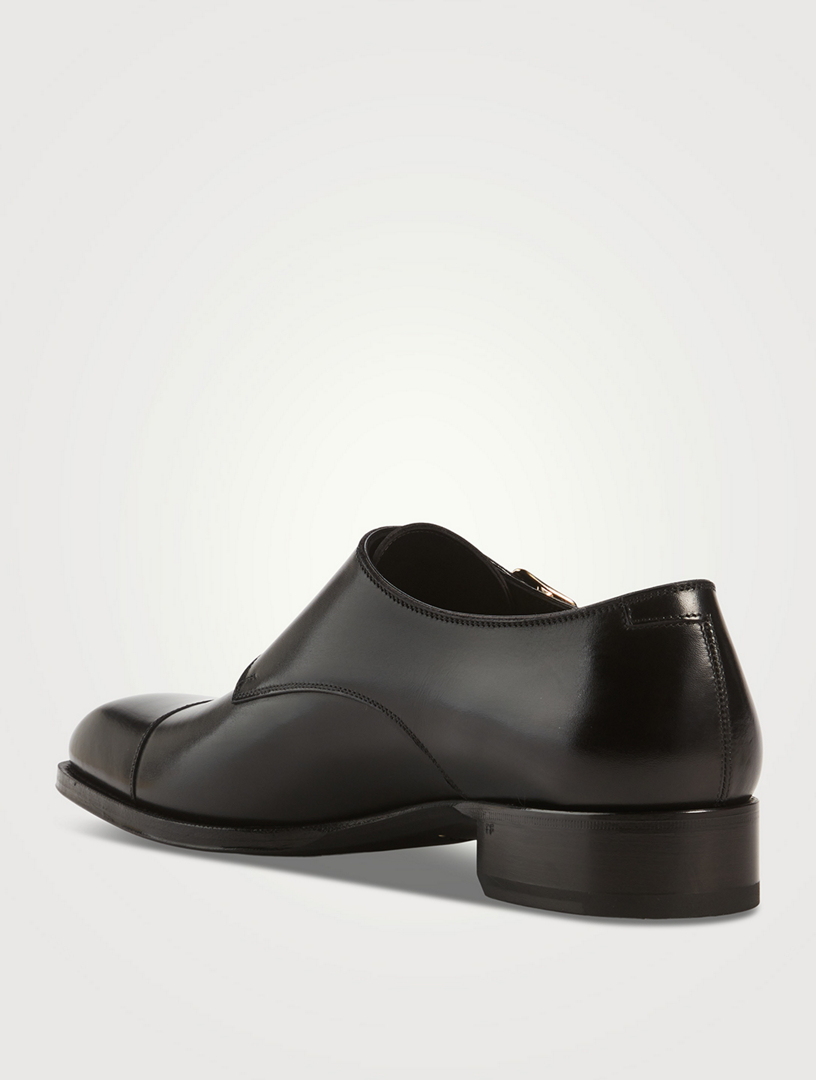 TOM FORD Elkan Burnished Leather Monk Strap Shoes | Holt Renfrew Canada