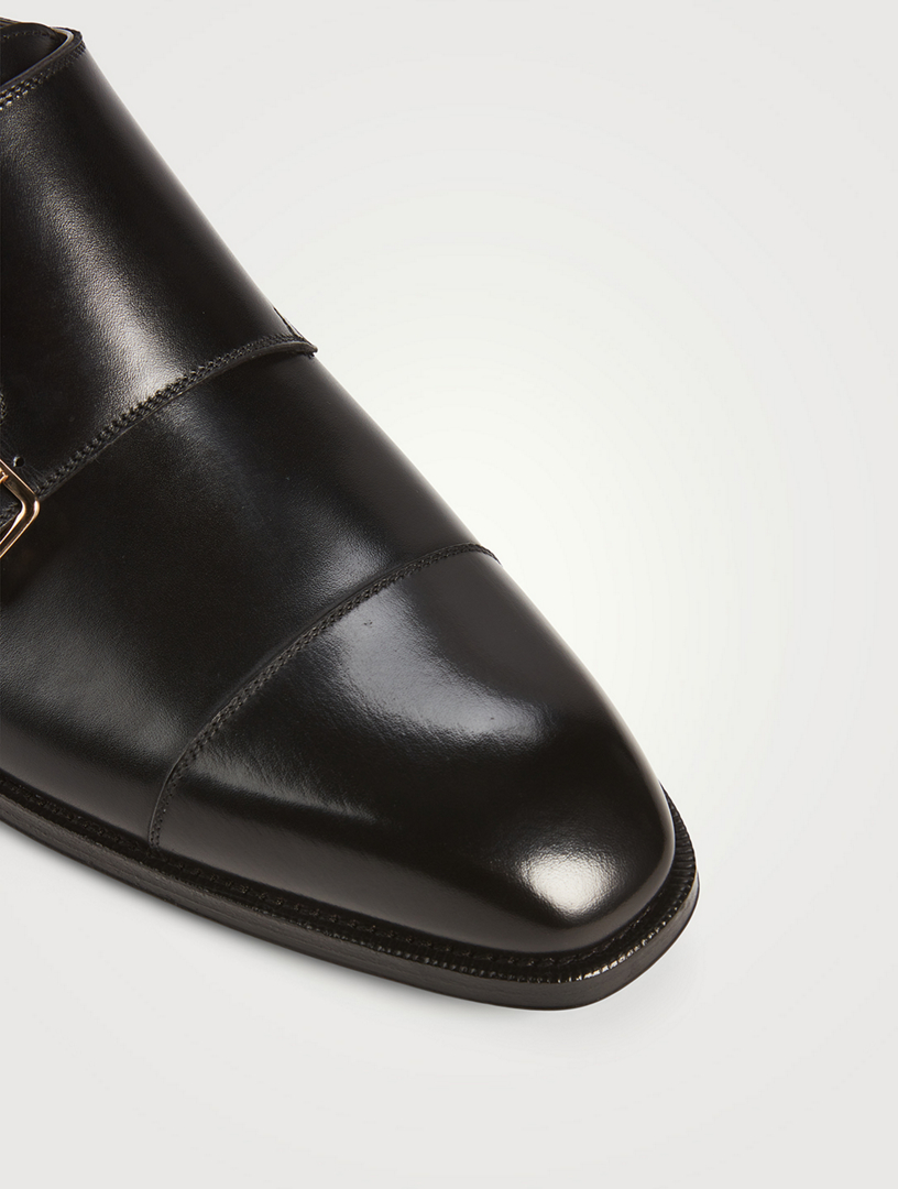 TOM FORD Elkan Burnished Leather Monk Strap Shoes | Holt Renfrew Canada