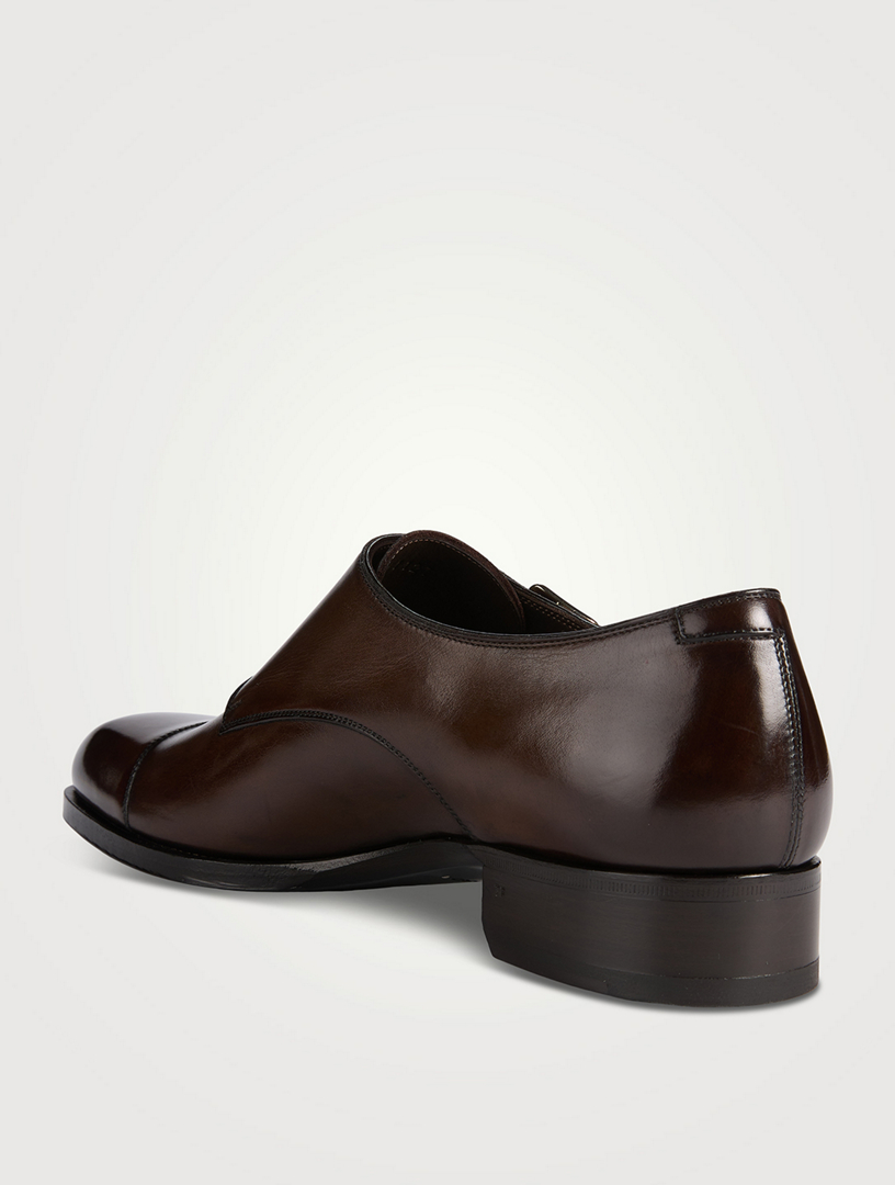 TOM FORD Elkan Burnished Leather Monk Strap Shoes | Holt Renfrew Canada