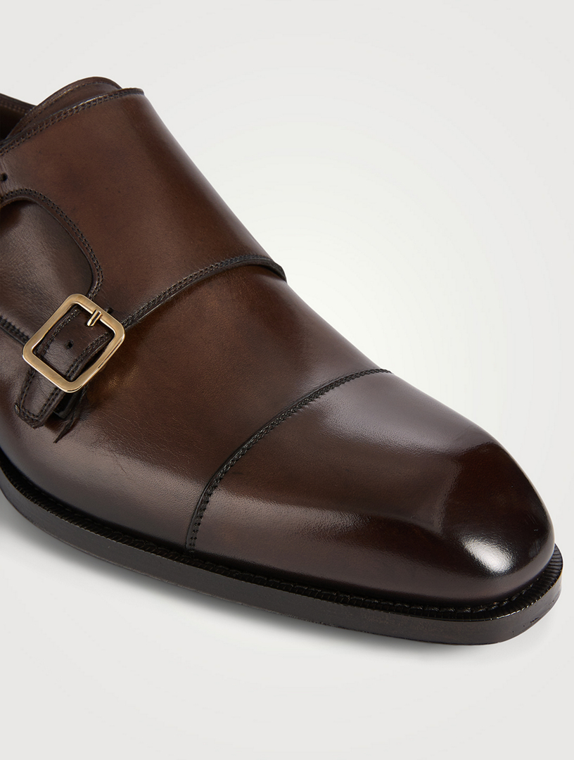 TOM FORD Elkan Burnished Leather Monk Strap Shoes | Holt Renfrew Canada