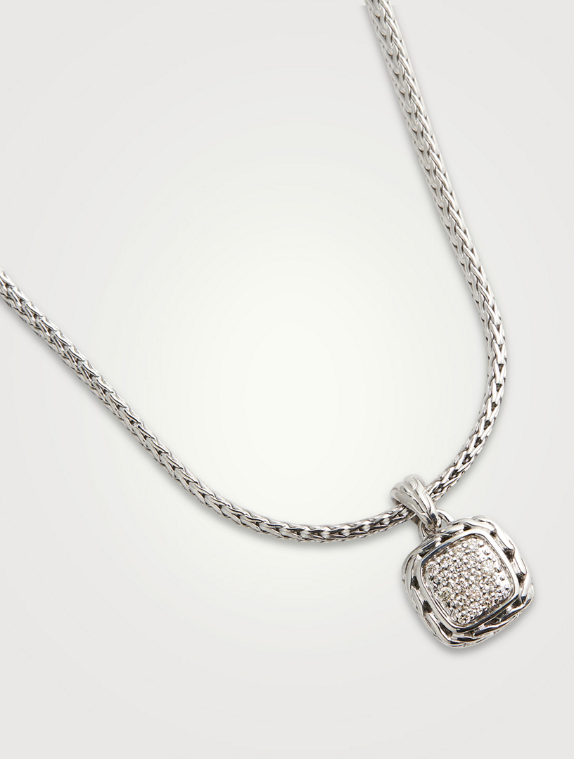 JOHN HARDY Classic Chain Silver Enhancer Necklace With Pavé Diamonds