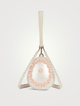 Micro Embellished Egg Bag With Pearl Crossbody Strap
