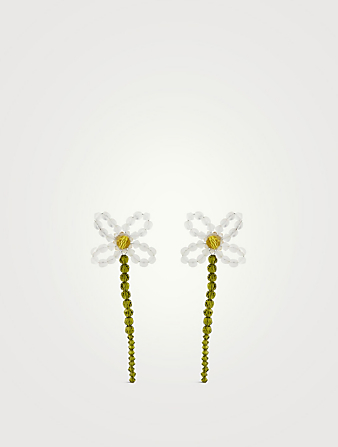 Beaded Crystal Flower Earrings