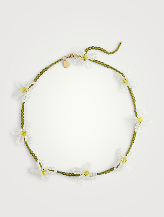 Beaded Crystal Flower Necklace