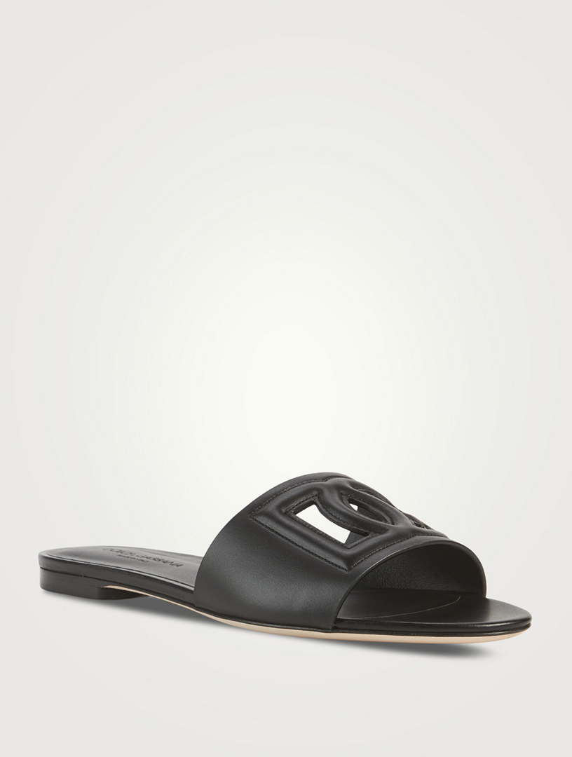 DOLCE & GABBANA Bianca Leather Slide Sandals | Holt Renfrew Canada