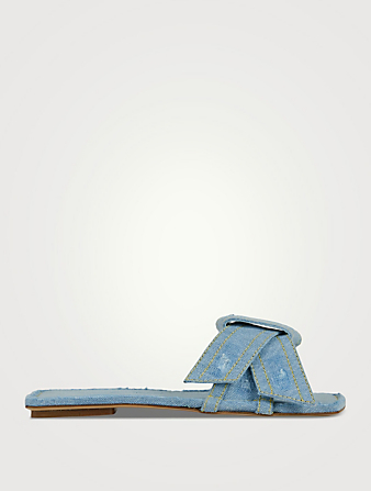 Bow Denim Slide Sandals