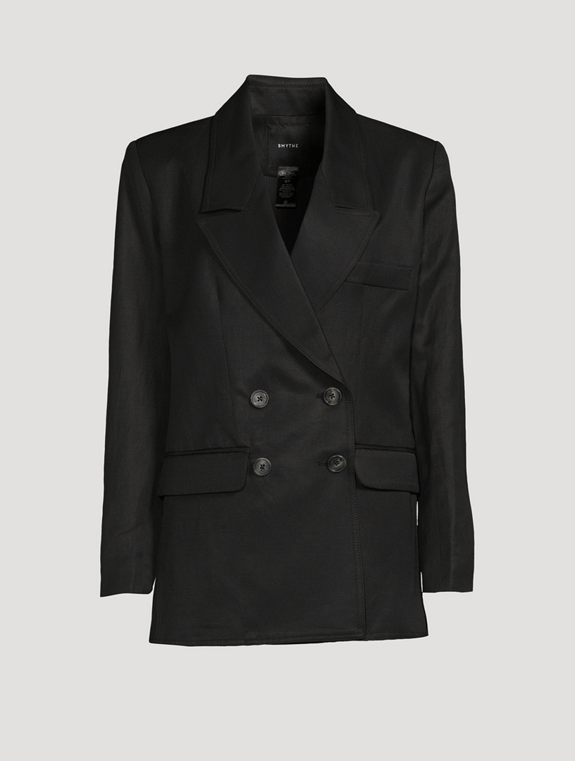 SMYTHE Linen-Blend Double-Breasted Oversized Blazer | Holt Renfrew Canada