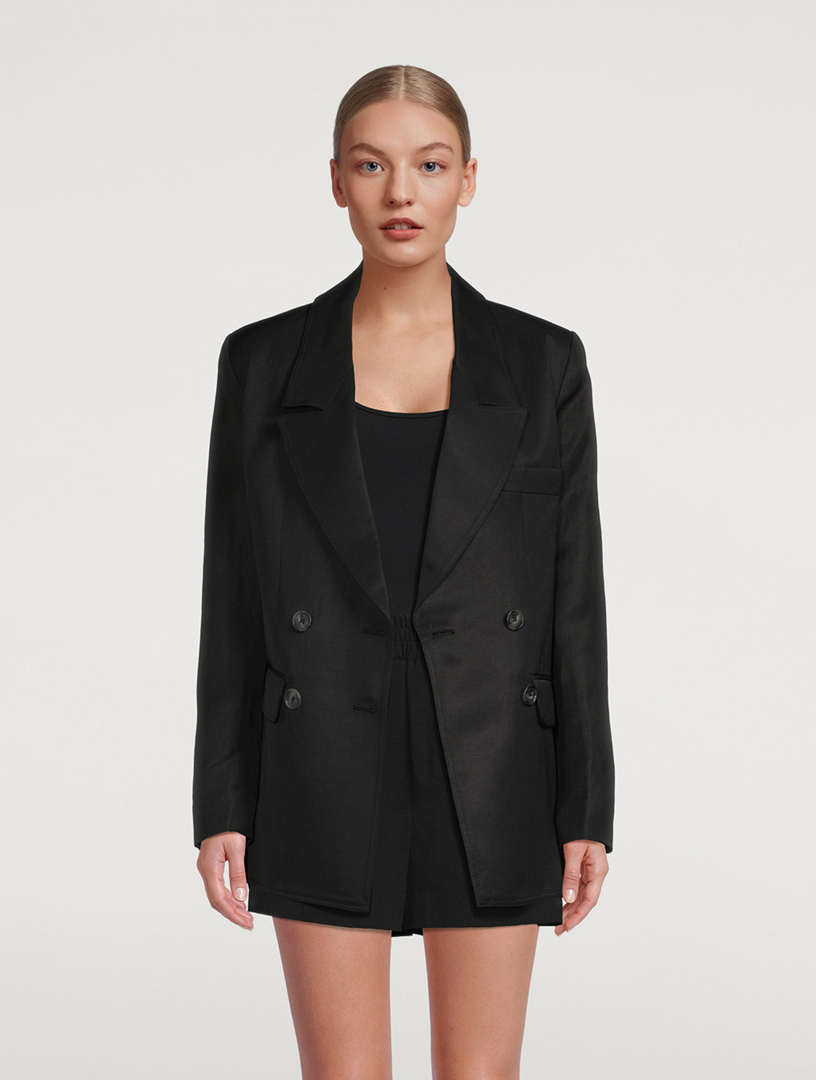 SMYTHE Linen-Blend Double-Breasted Oversized Blazer | Holt Renfrew Canada