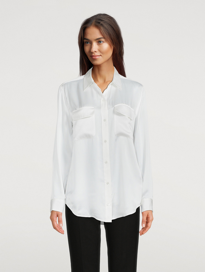 white satin blouse