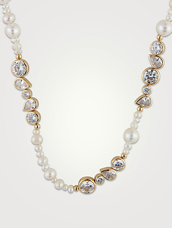 Glitch Pearl And Zirconia Gold Vermeil Necklace
