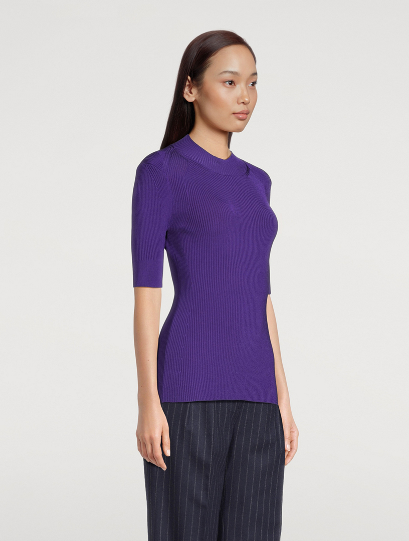 STELLA MCCARTNEY Compact Rib-Knit Short-Sleeve Top | Holt Renfrew