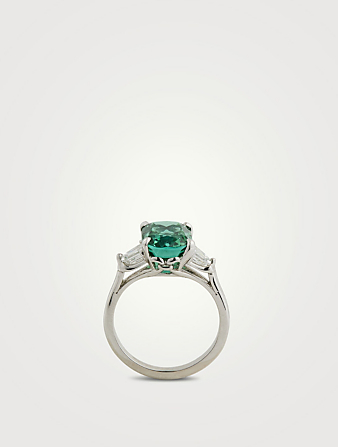 OSCAR HEYMAN Platinum Lagoon Tourmaline Ring With Diamonds Women's Green