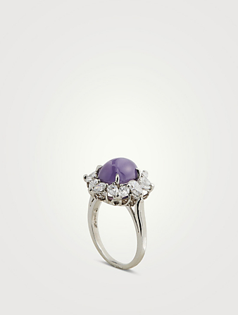 OSCAR HEYMAN Platinum Purple Star Sapphire Ring With Diamonds Women's Purple