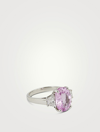 Platinum Pink Sapphire Ring With Diamonds