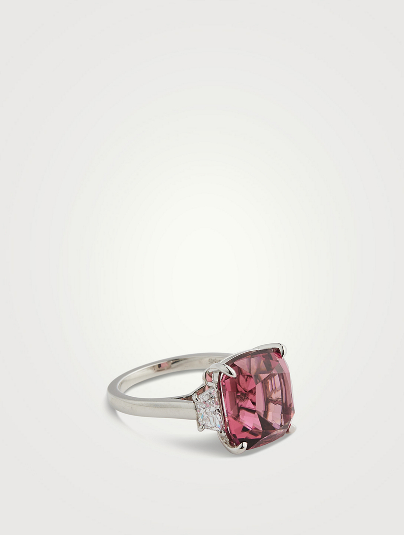 OSCAR HEYMAN Bague en platine avec tourmaline rose et diamants Femmes Rose