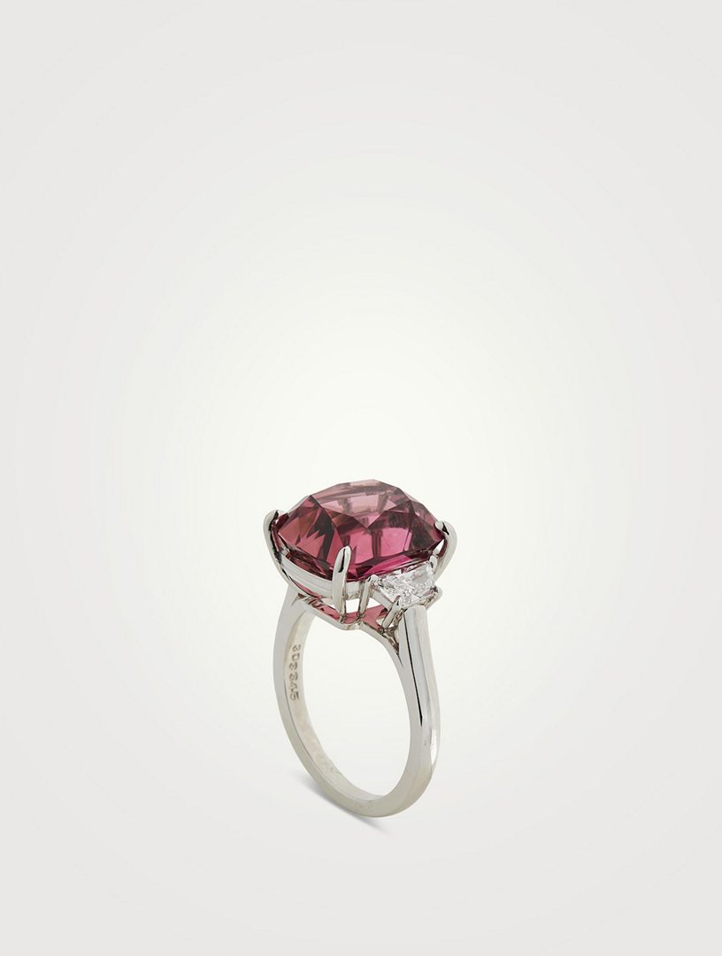OSCAR HEYMAN Platinum Pink Tourmaline Ring With Diamonds  Pink
