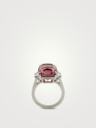 OSCAR HEYMAN Platinum Pink Tourmaline Ring With Diamonds  Pink