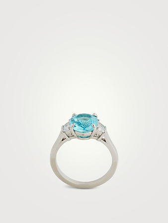 OSCAR HEYMAN Platinum Paraiba Tourmaline Ring With Diamonds  Blue