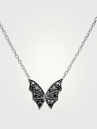 Mini Fly By Night 18K White Gold Necklace With Black Diamonds