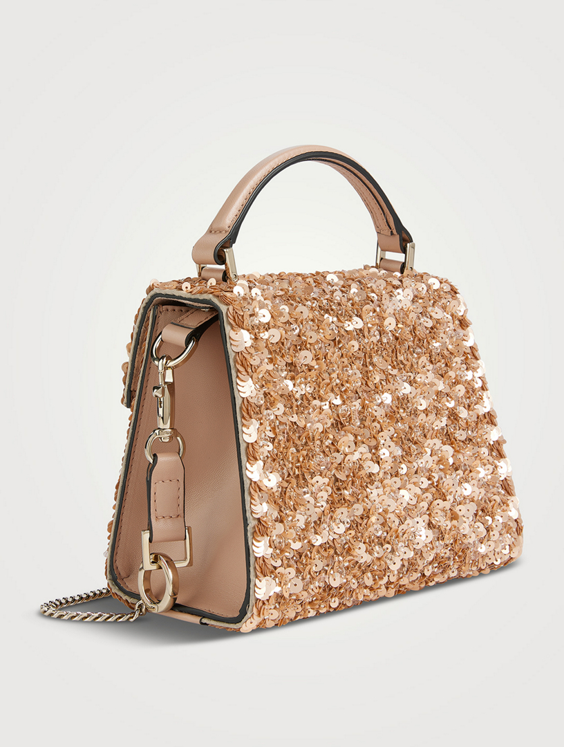 VALENTINO GARAVANI Mini VSling Crystal-Embellished Leather Satchel