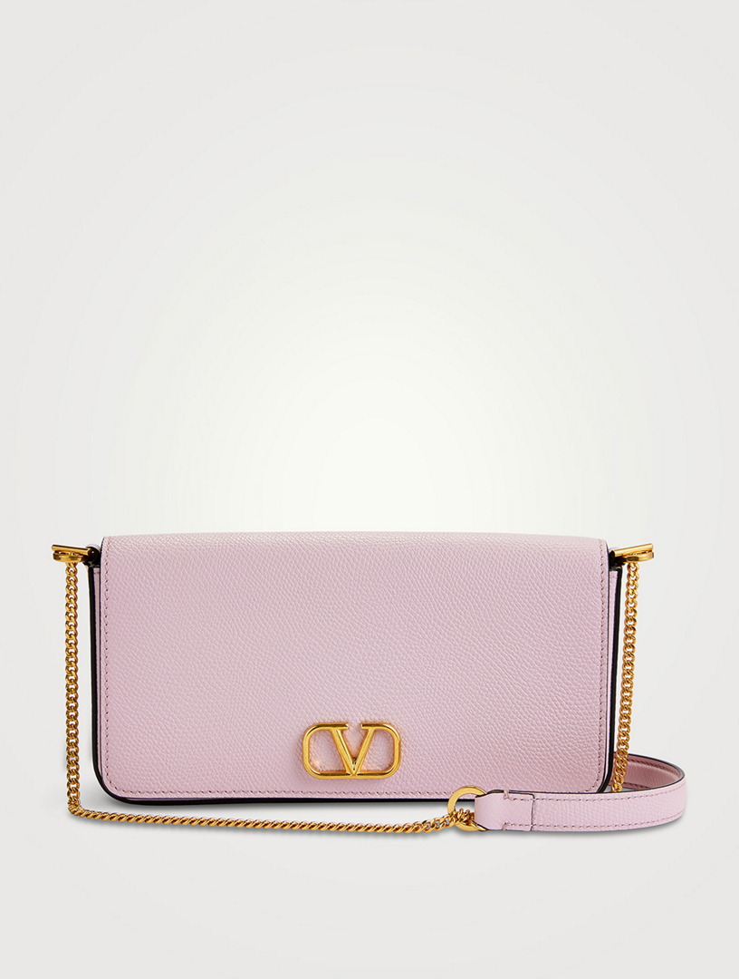 Small Rockstud Grainy Calfskin Crossbody Bag for Woman in Water Lilac