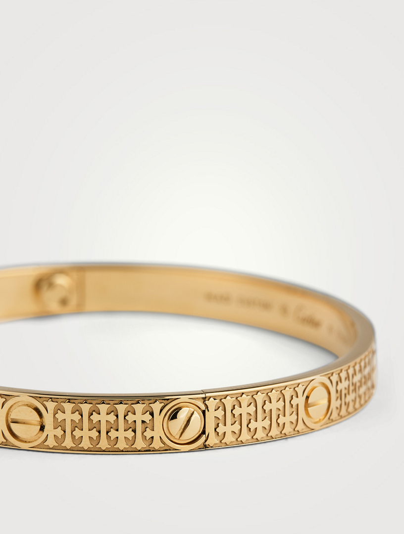 MAD PARIS 18K Gold Cartier Love Cross Bangle Bracelet  Metallic