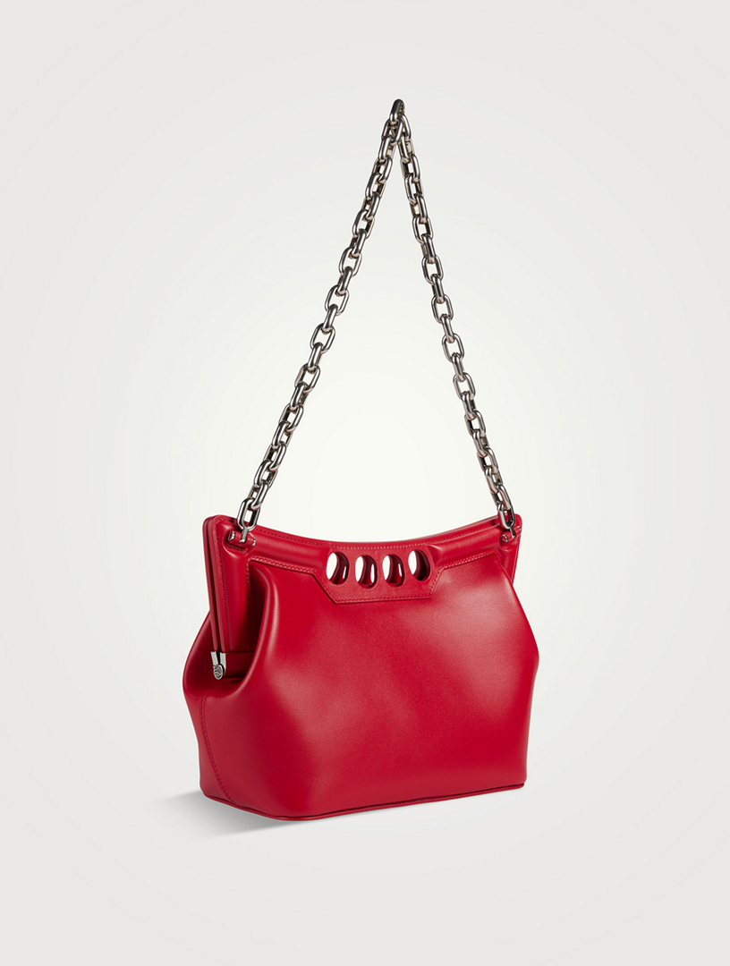 ALEXANDER MCQUEEN Small The Peak Leather Shoulder Bag  Red