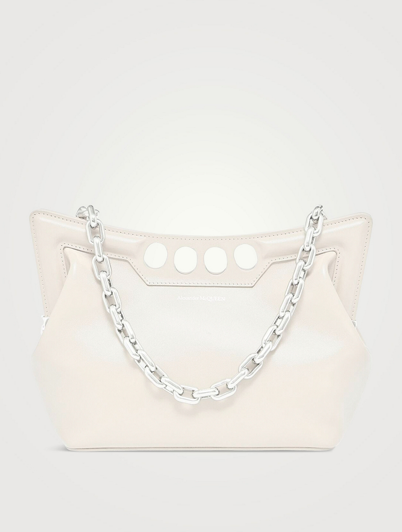 ALEXANDER MCQUEEN Small The Peak Leather Shoulder Bag  White