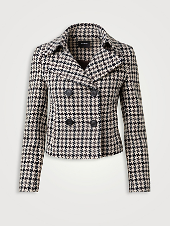Pascal Double-Breasted Wool Jacket In Houndstooth Print