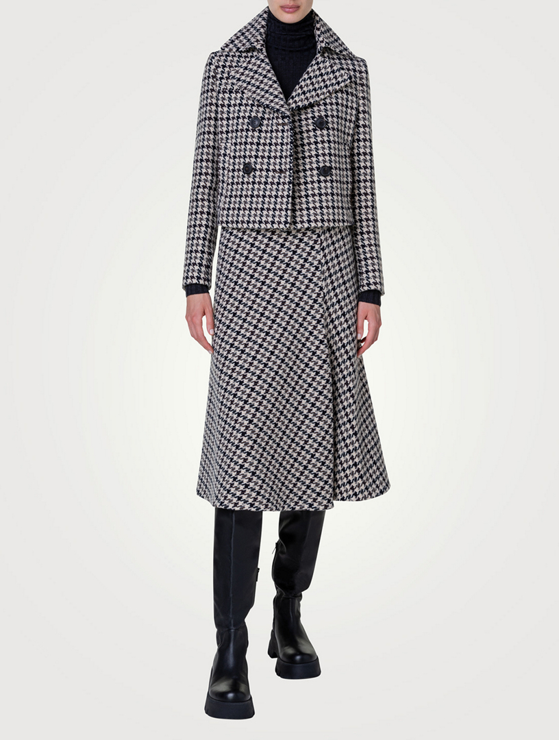 AKRIS Pascal Double-Breasted Wool Jacket In Houndstooth Print | Holt ...