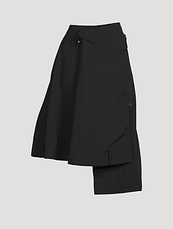 Crinkled Nylon Midi Skirt