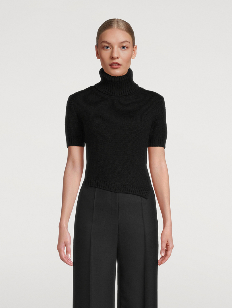 ALAÏA Women's Black Asymetric Sculptural Rib Knit Sweater