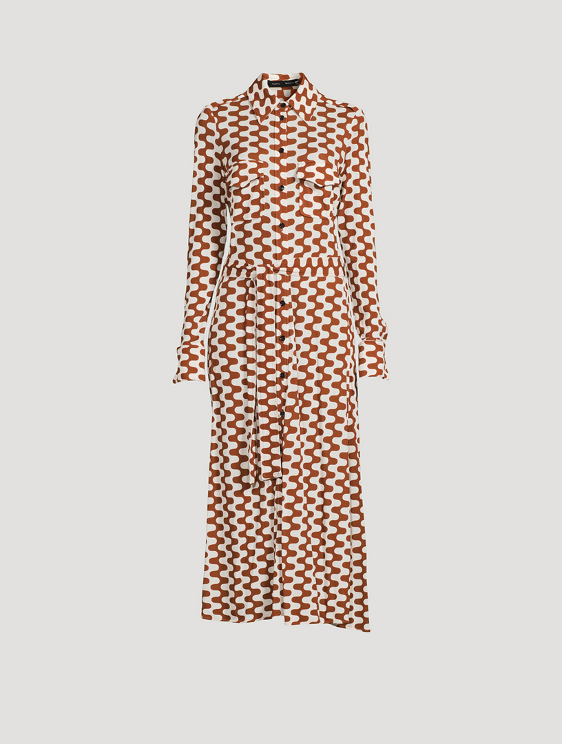 PROENZA SCHOULER Matte Jersey Shirt Dress In Zig-Zag Print | Holt