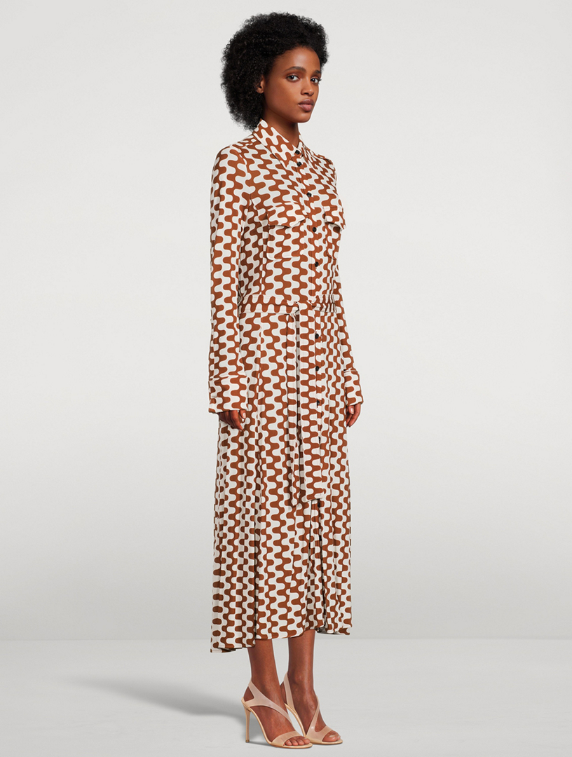 Matte Jersey Shirt Dress Zig-Zag Print