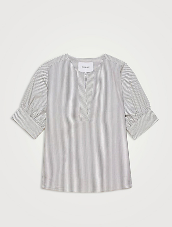 Puff-Sleeve Tunic In Stripe Print