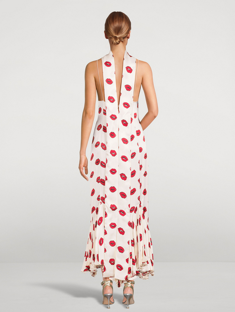 KHAITE The Candita Slip Dress In Lip Print | Holt Renfrew