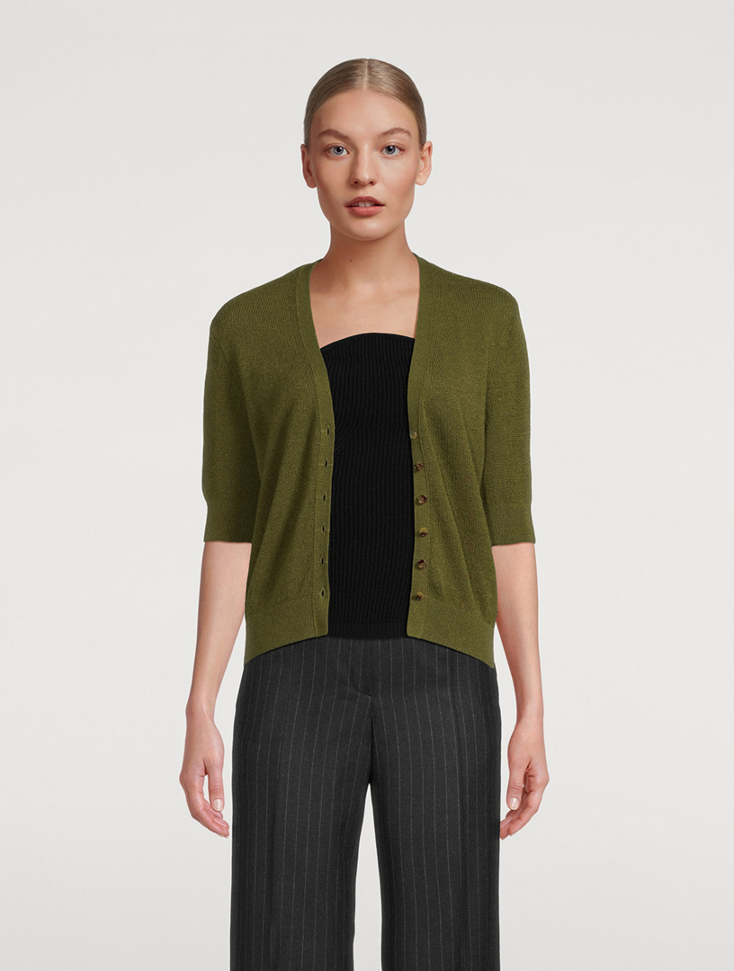 KHAITE The Dianna Short-Sleeve Cardigan | Holt Renfrew