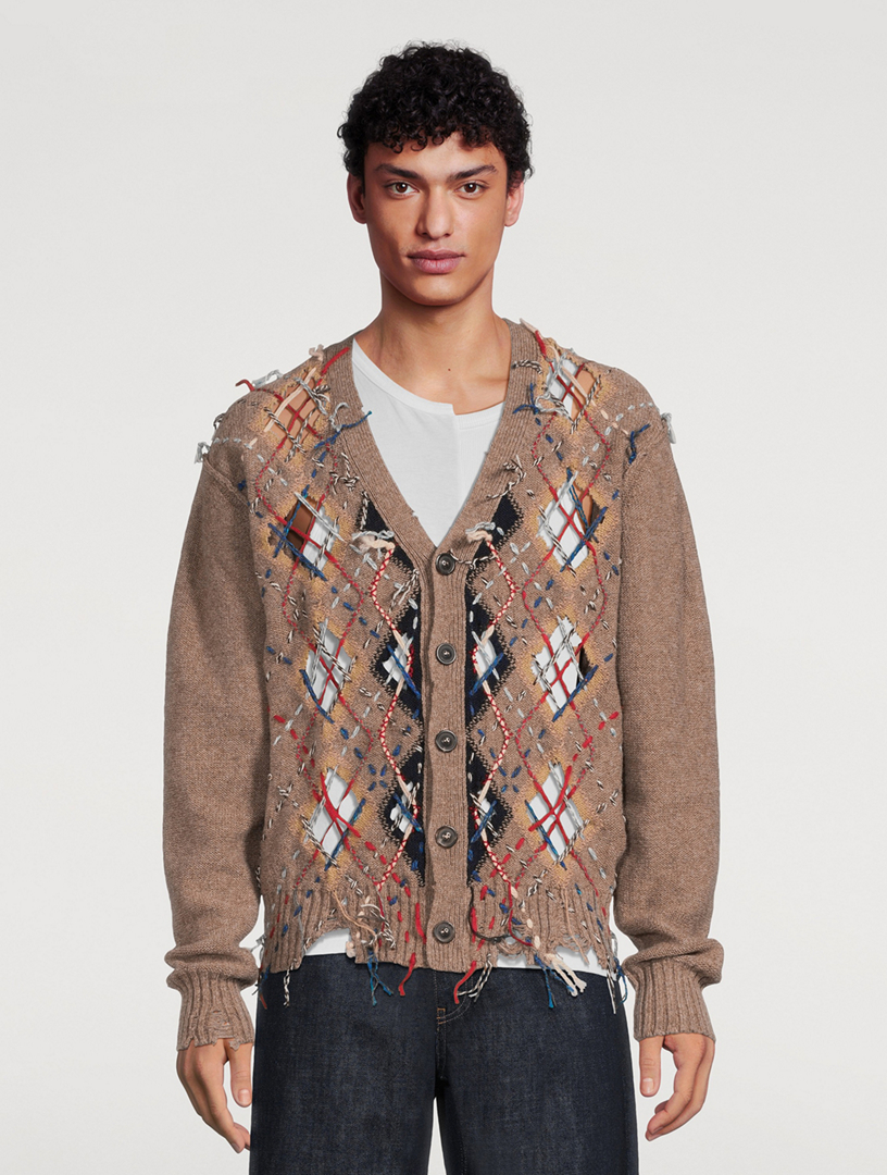 MAISON MARGIELA Wool-Blend Cut-Out Knit Cardigan | Holt Renfrew