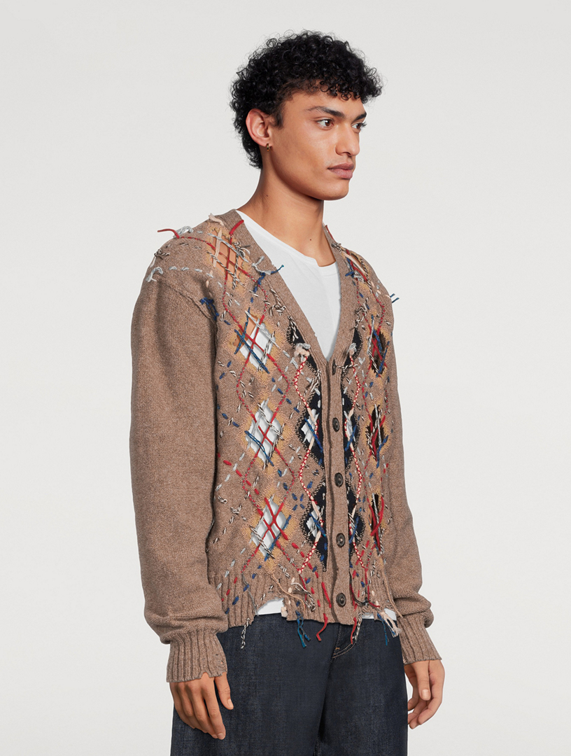 MAISON MARGIELA Wool-Blend Cut-Out Knit Cardigan | Holt Renfrew