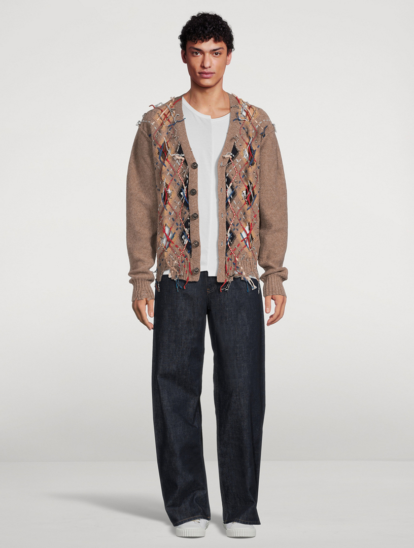 MAISON MARGIELA Wool-Blend Cut-Out Knit Cardigan | Holt Renfrew