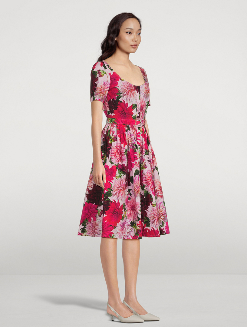 OSCAR DE LA RENTA Belted Poplin Dress In Dahlia Print Holt Renfrew Canada