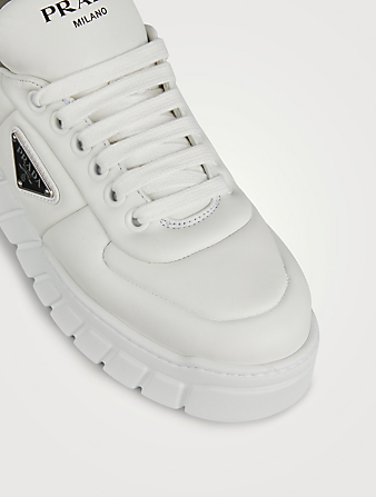PRADA Padded Leather Platform Sneakers  White