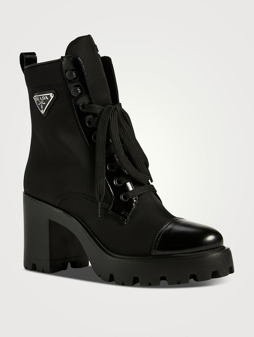 PRADA Leather Heeled Ankle Boots  Black
