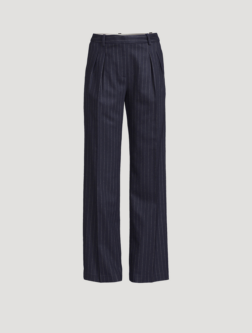 LOULOU STUDIO Amoya Wide-Leg Trousers In Pinstripe Print | Holt