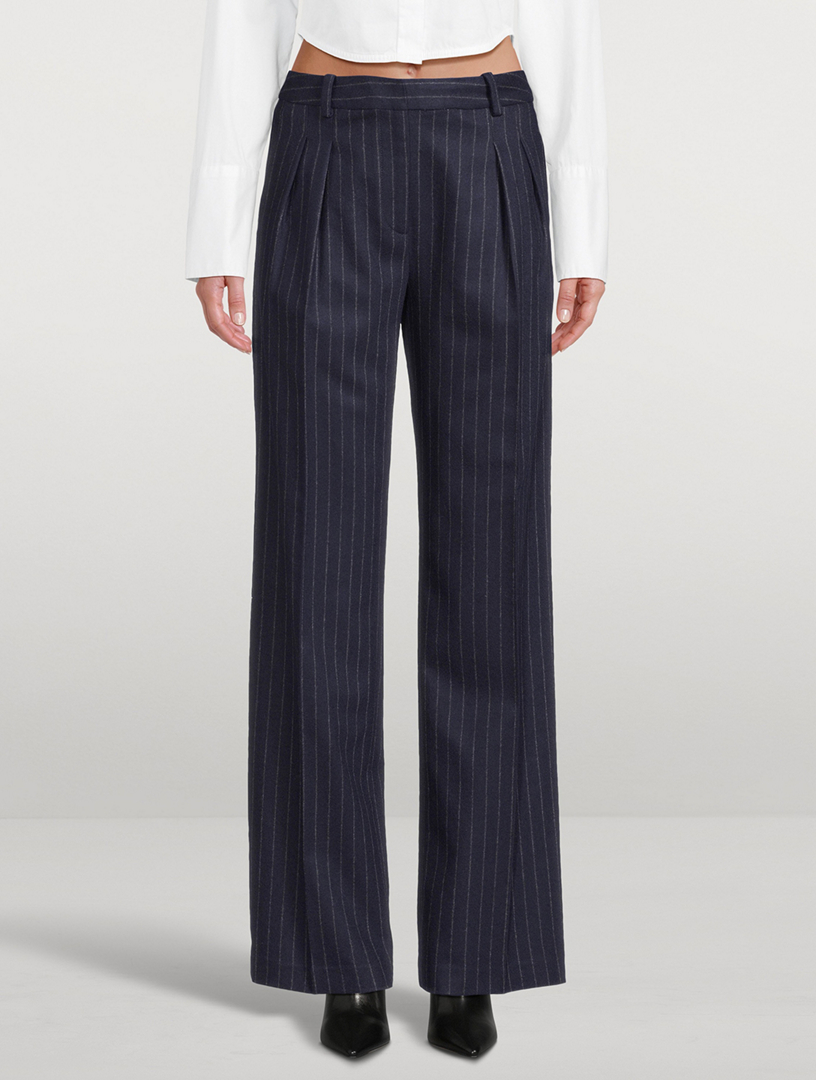 LOULOU STUDIO Amoya Wide-Leg Trousers In Pinstripe Print | Holt