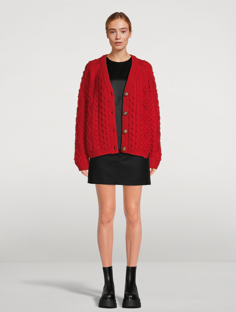 Leoom - Cable Knit Sweater / Mini A-Line Skirt