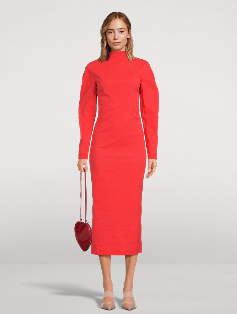 ALAÏA Taffeta Long-Sleeve Midi Dress | Holt Renfrew