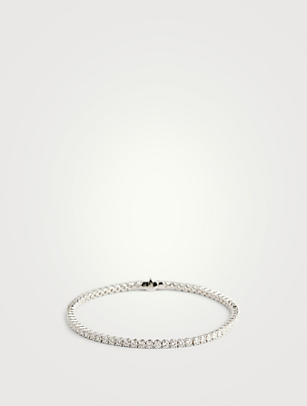 Classic 18K White Gold Four-Prong Line Bracelet With Diamonds