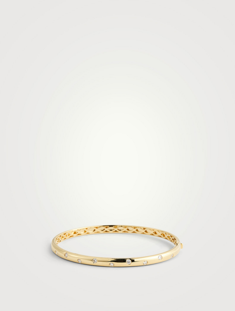 Gypsy 18K Gold Bangle Bracelet With Diamonds